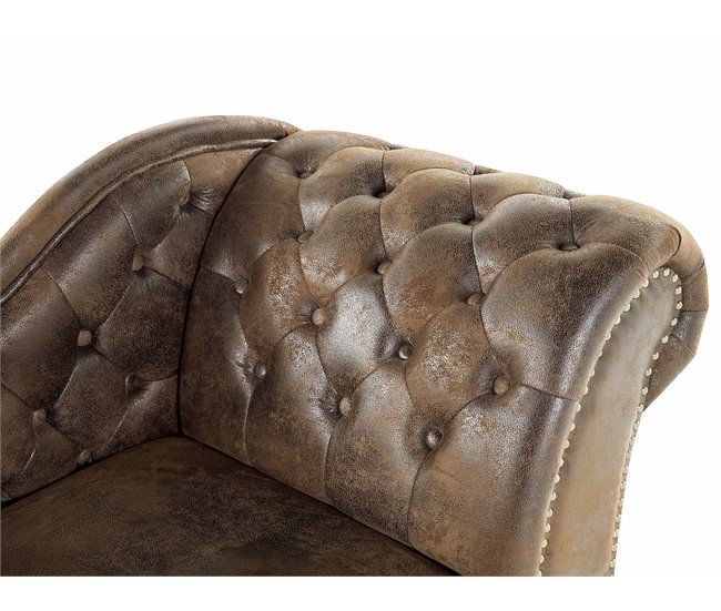 Beliani Chaise longue derecho Gamuza sintética NIMES Gris Oscuro