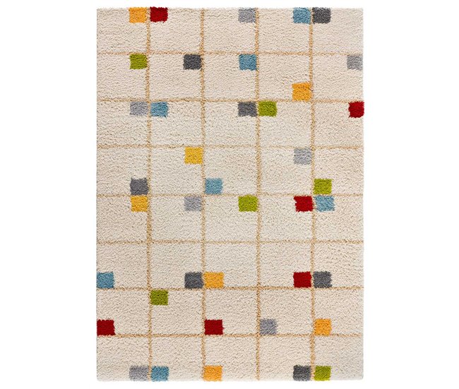 Alfombra shaggy geométrica BREMEN - ATTICGO 160x230 Blanco