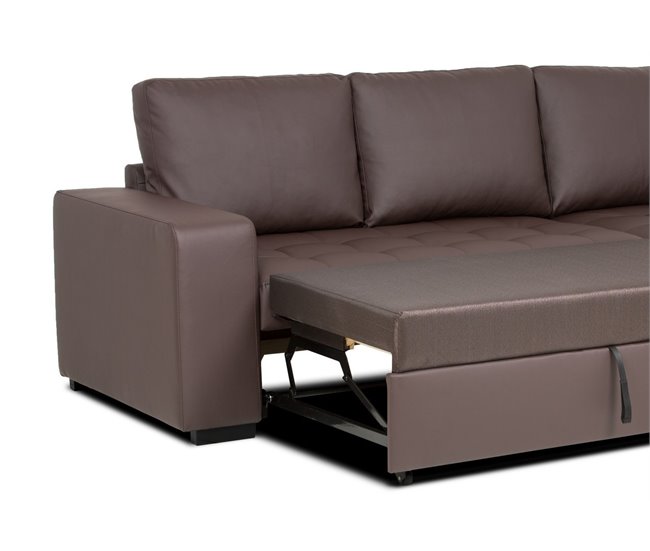 Chaise longue reversible piel sintética con cama HARRY Blanco