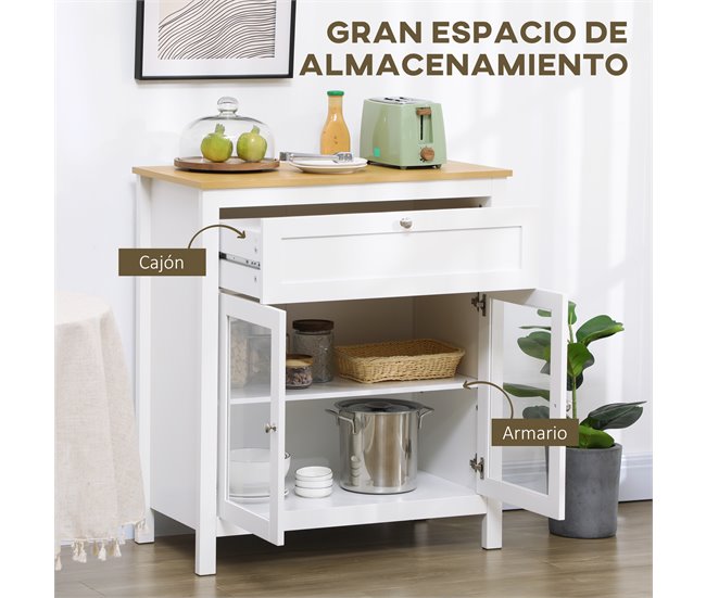 Alacena de Cocina MDF, Melamina de Madera HOMCOM, hogar - cocina Blanco