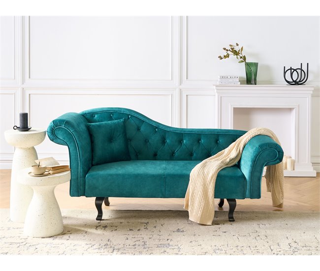 Beliani Chaise longue izquierdo Terciopelo LATTES Negro