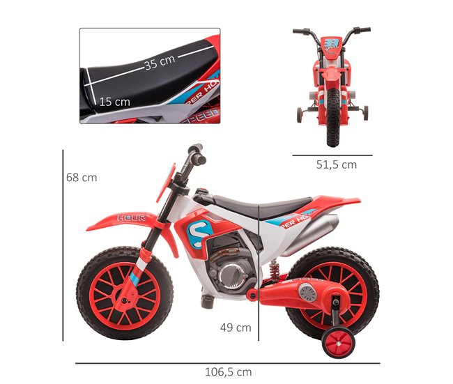 Moto Eléctrica para Niños PP, Metal HOMCOM Azul