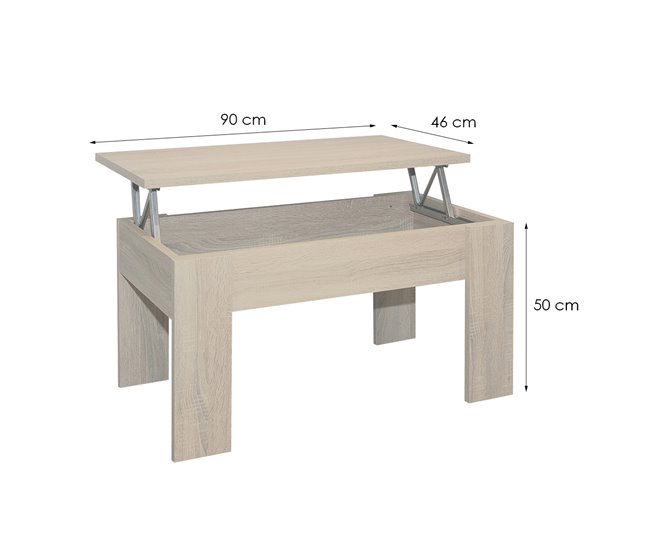 Acomoda Textil – Mesa de Centro Elevable de Madera Gala. 90x46 Beige