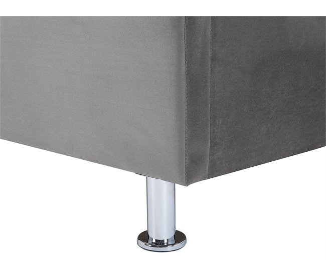 Beliani Cama con somier Terciopelo METZ 168x217 Gris Oscuro