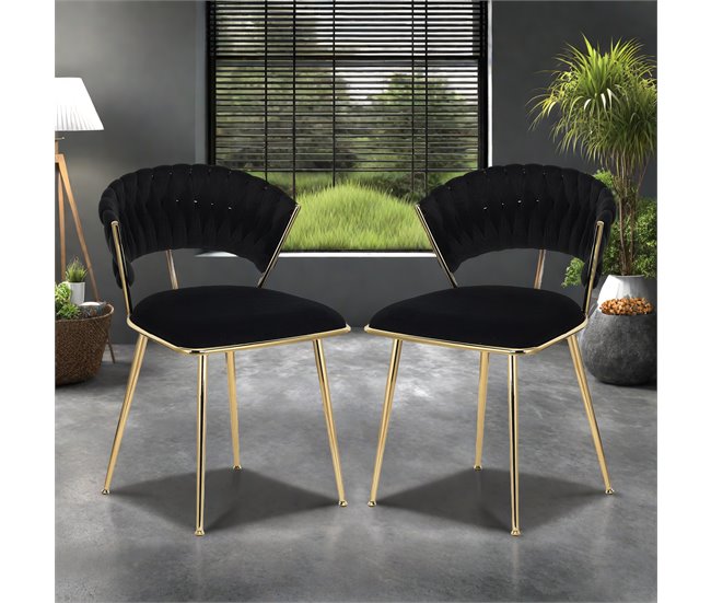 2 piezas, silla de comedor, silla de cocina, silla de salón Negro
