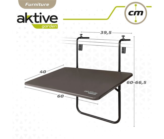 Mesa plegable balcón multiposición Aktive Antracita