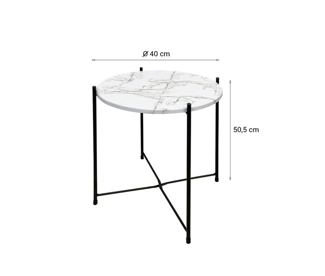 Acomoda Textil – Mesa Auxiliar Plegable de Metal para Recibidor. 40x40 Blanco/ Negro