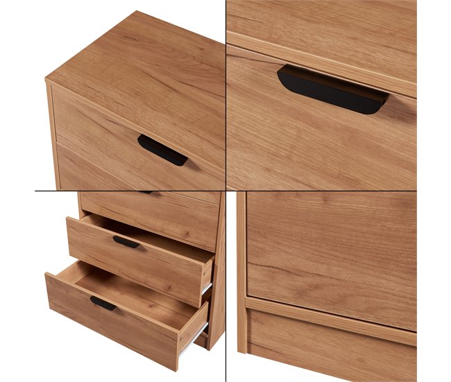 Aparador Varkaus con 4 cajones MDF 70 Natural/ Blanco