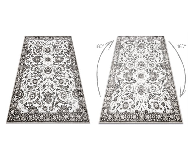 Alfombra MATEO 8037/944 Moderna marco flores estructural 160x220 Gris