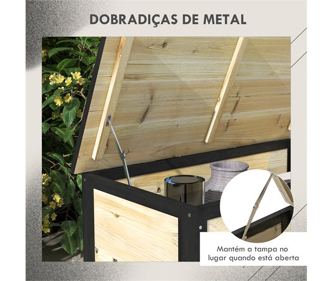 Baúl de Exterior Madera de Abeto, Acero Madera Marron