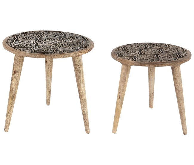 Beliani Conjunto de 2 mesas auxiliares SHARMA Marron