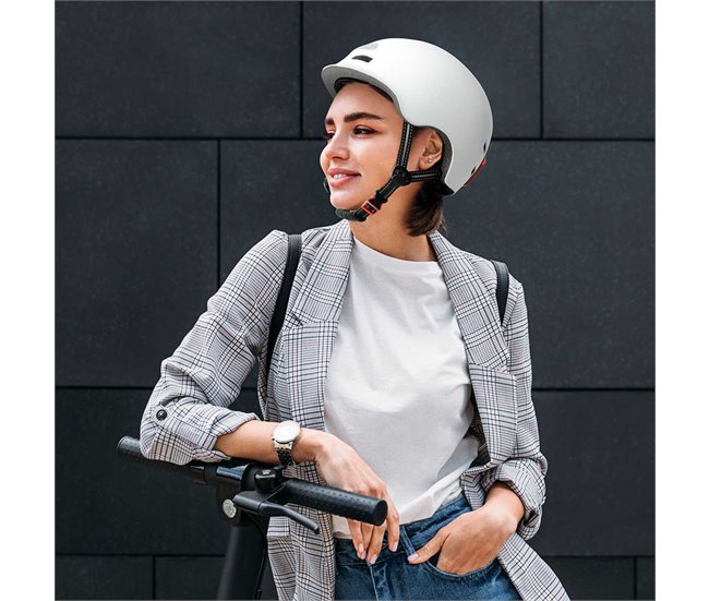 Casco Safe&Go Negro L patinete bici Movilidad Urbana Luz LED frontal y trasera Gridinlux Blanco
