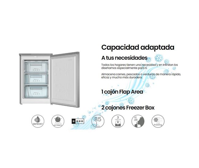 Congelador Vertical Infiniton CV-88L8XEH, 85 L Inox