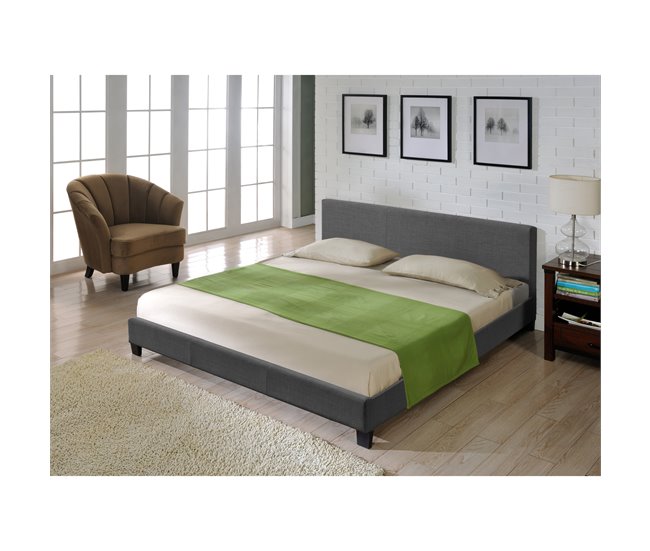 Corium Cama Doble Skagen tapizada en tela 189x210 Gris