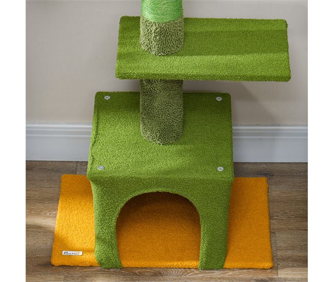Árbol para Gatos Aglomerado de Madera, Poliéster PawHut Verde