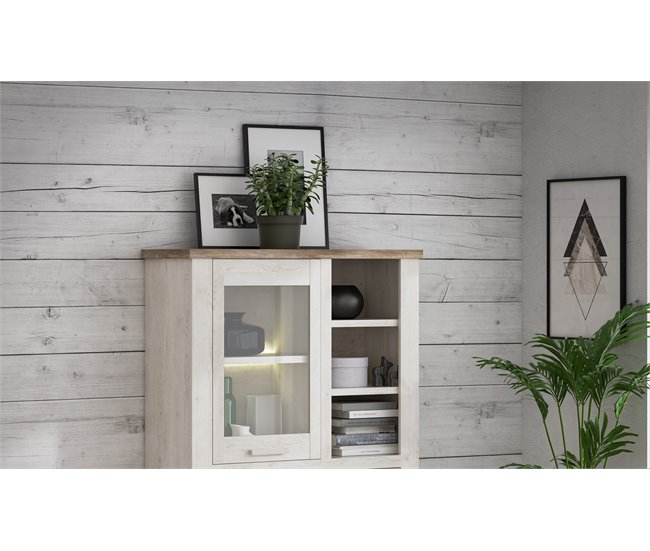 Vitrina baja 3 puertas VERONA  Blanco/ Madera