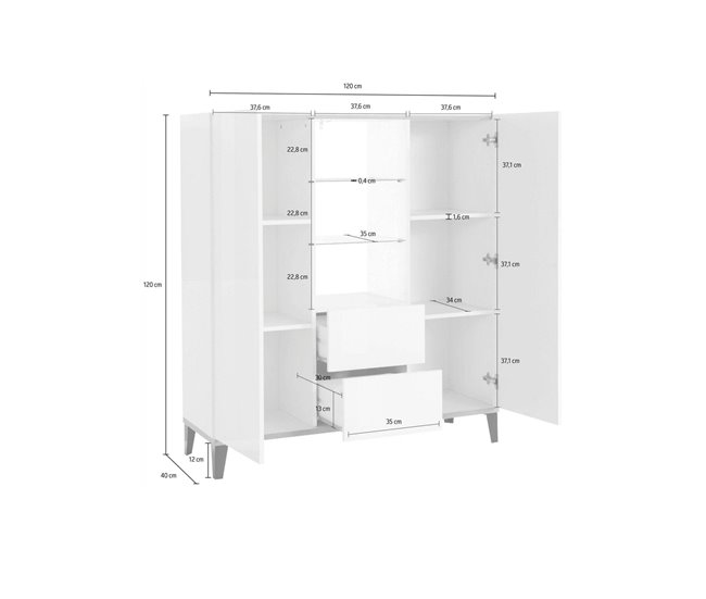 Aparador efecto madera 120 Blanco/ Gris