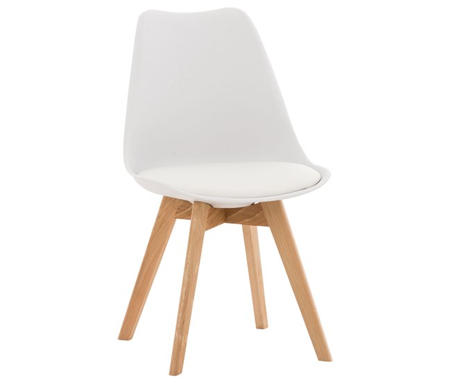 Silla Linares En Estilo Nórdico Natural/ Blanco