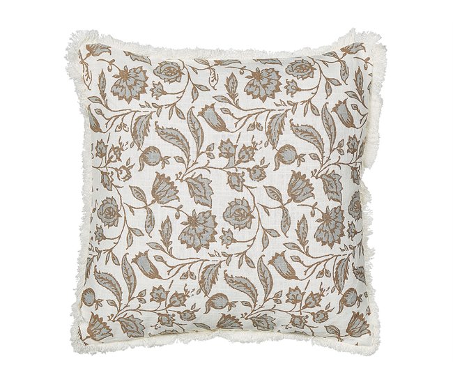 Beliani Cojín decorativo LIVISTONA Blanco/ Beige