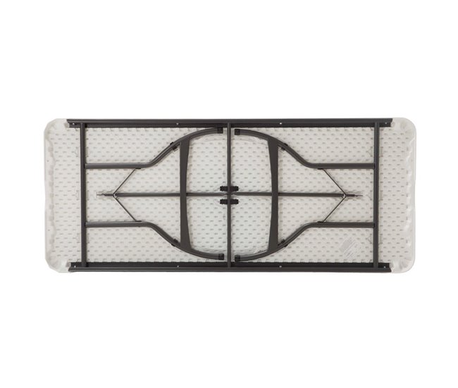 Mesa rectangular patas plegables blanco efecto granito LIFETIME 182 x 76 x 73,5 cm Blanco