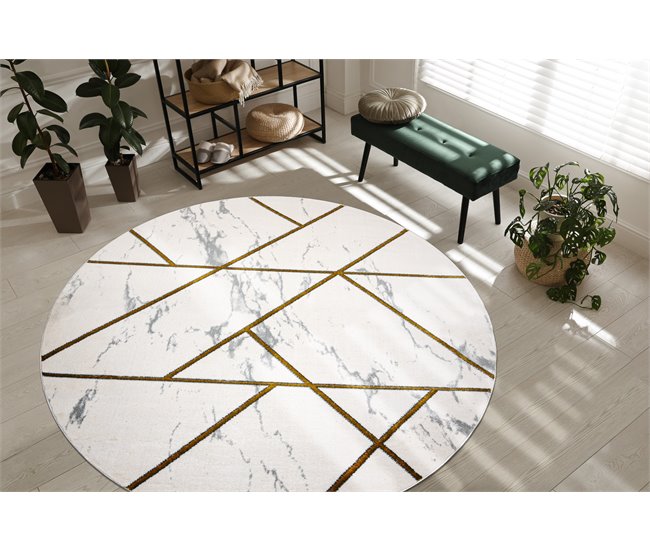 Alfombra EMERALD exclusivo 1012 circulo glamour 120x120 Crema