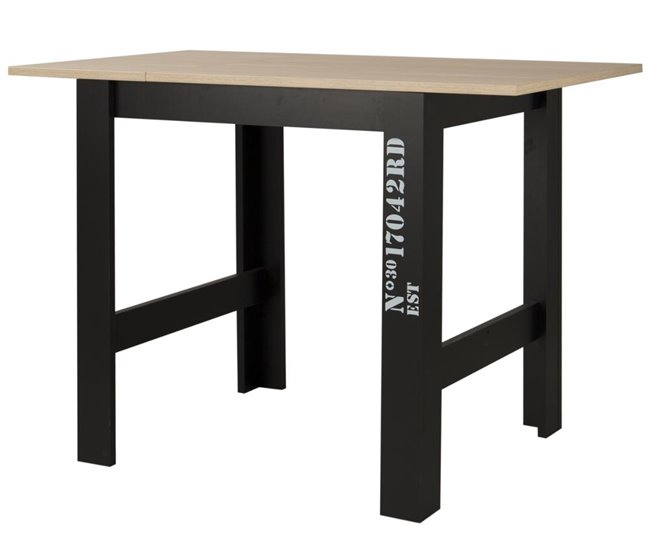 Mesa de cocina extensible INDUSTRY Negro/ Madera