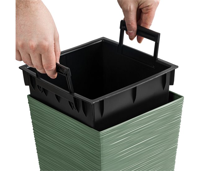 Macetero con depósito, colección FURU de 11 L Verde
