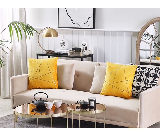 Beliani Cojín decorativo PINUS 45x45 Amarillo