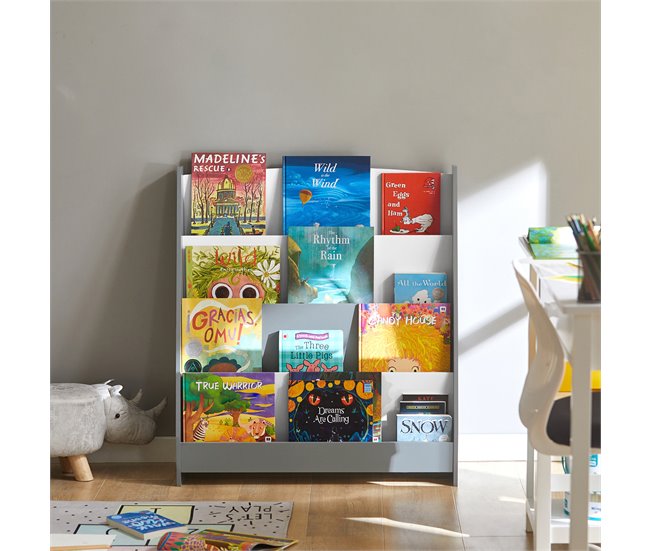 Estantería para niños con 4 Compartimentos KMB32-HG SoBuy Gris
