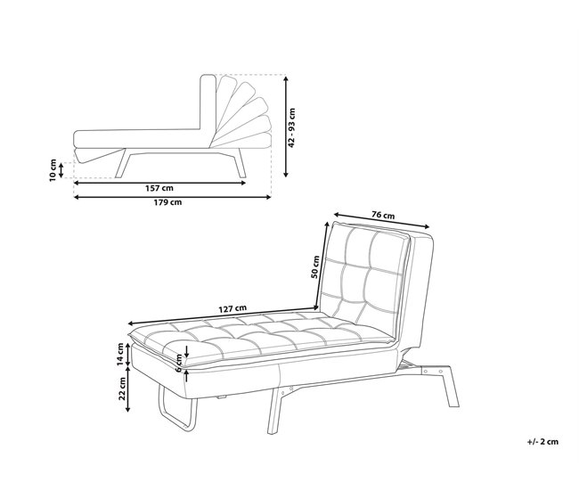 Beliani Chaise longue Terciopelo LOIRET Marron Claro