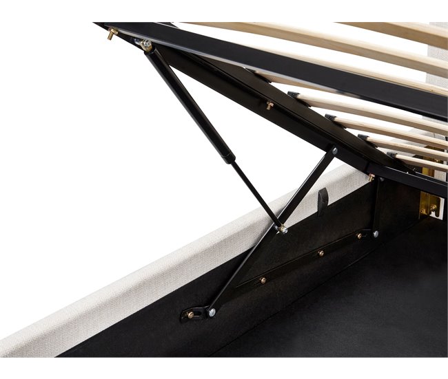 Beliani Cama con almacenaje Poliéster LAGORD 180x214 Crema