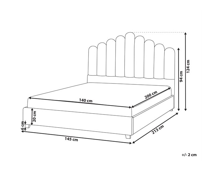 Beliani Cama Terciopelo VINCENNES 145x213 Crema