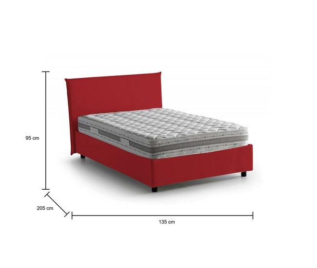 Cama plaza y media en tela Rojo