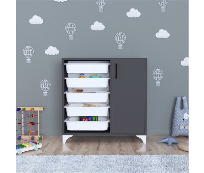 Aparador Aurland 5 cestas aglomerado/plástico 77 Antracita