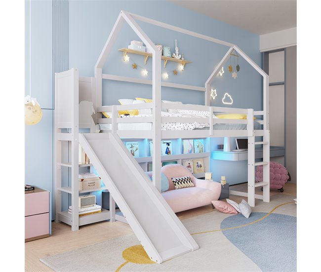 Cama alta para niños Blanco