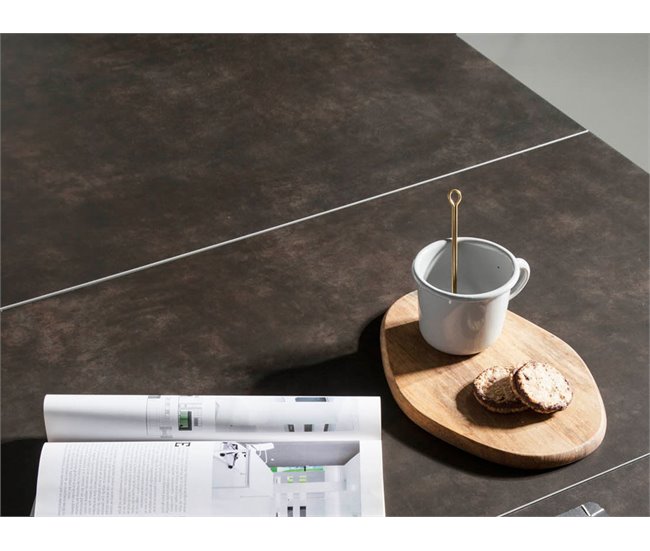 ANGEL CERDA Mesa comedor extensible mármol negro Nogal