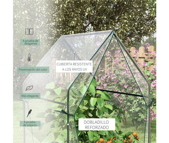 Invernadero de Jardín Acero, PVC Outsunny Transparente