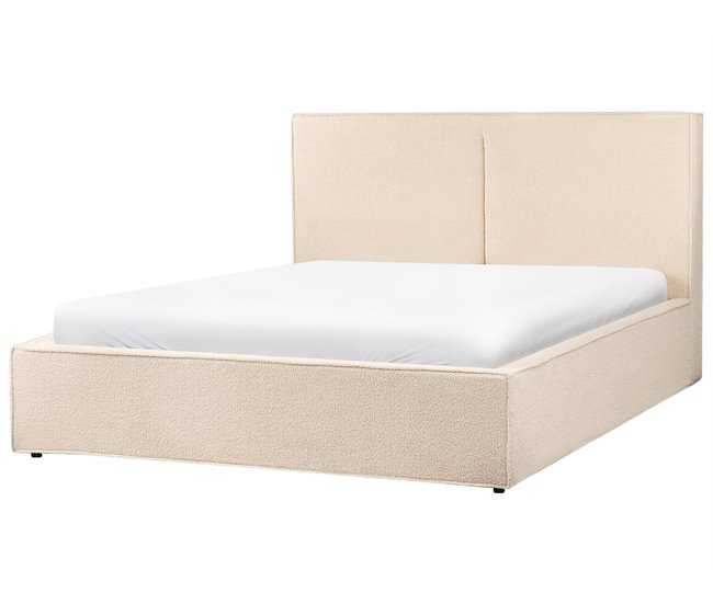 Beliani Cama con almacenaje Bouclé MOISSAC 177x224 Beige