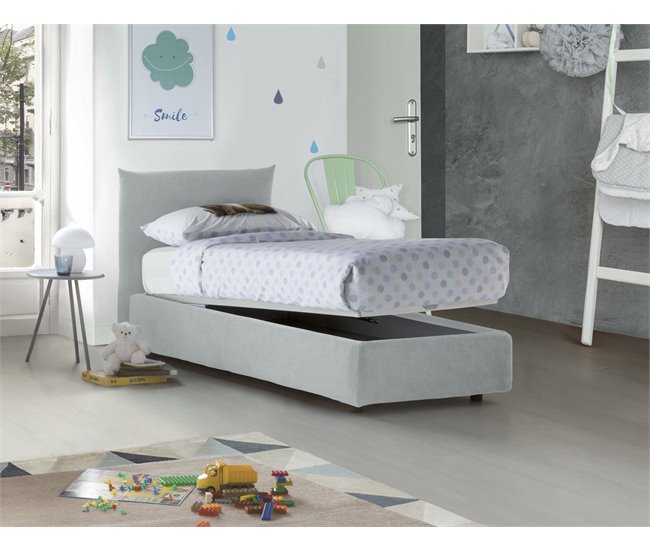 Cama individual en tela Blanco