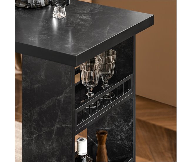 Mesa Alta de Bar con 3 Baldas SoBuy FWT100-SCH Negro