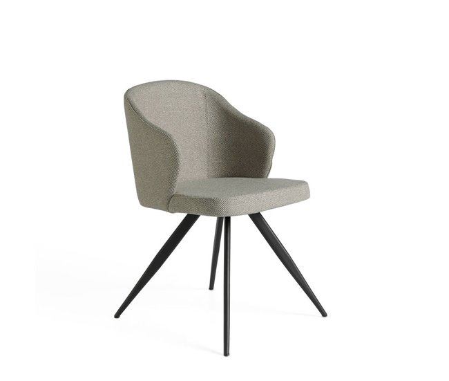 ANGEL CERDA Silla comedor tapizada tela gris Negro