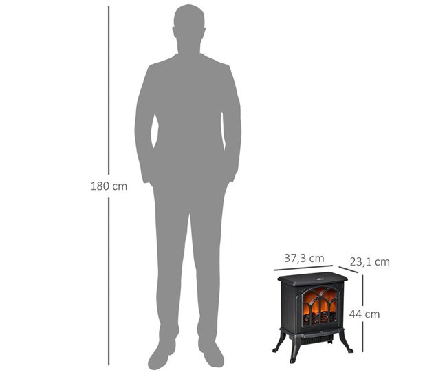 Chimenea Eléctrica Metal, Plástico HOMCOM, hogar - climatización Negro
