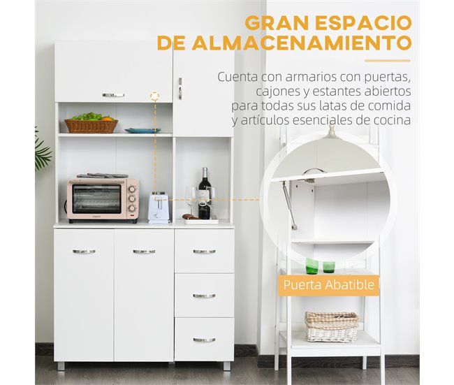 Alacena de Cocina Melamina de Madera HOMCOM, hogar - cocina 100 Blanco