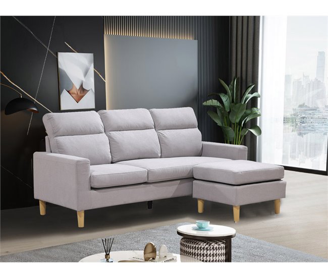 Sofa Agora + Puff Convertible en Chaise Longue Beige