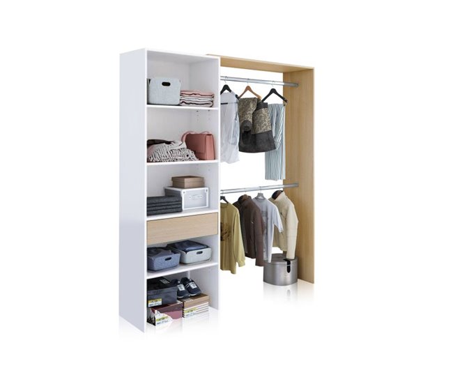 Armario Vestidor Aura Natural/ Blanco