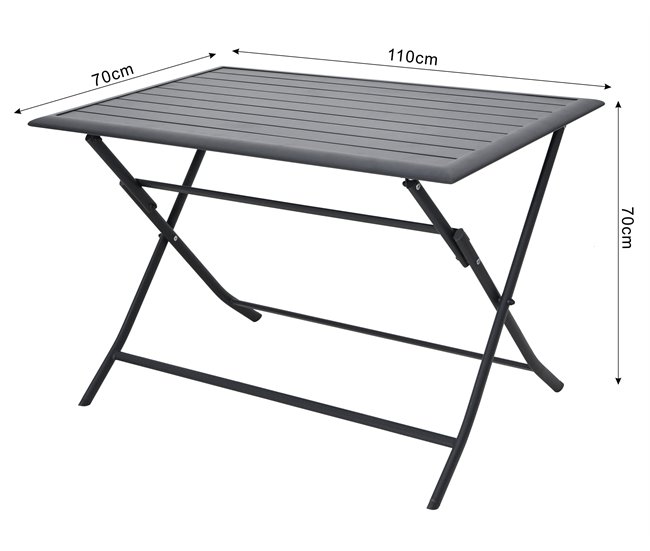 Mesa plegable de jardín HANA gris oscuro Gris