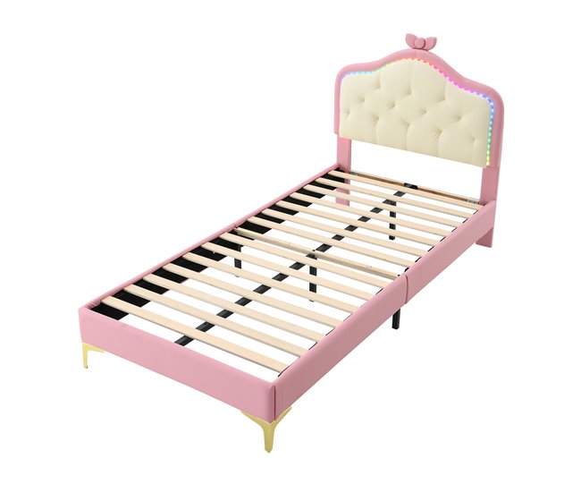 Cama infantil de pu Rosa