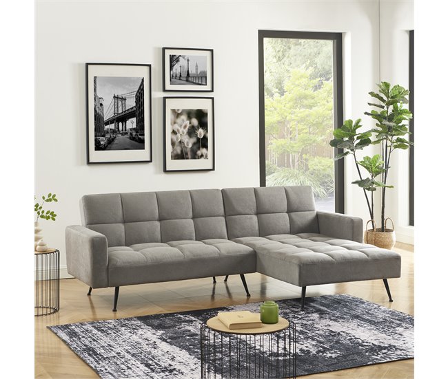 Chaise longue con cama FLO reversible 3 plazas gris Gris