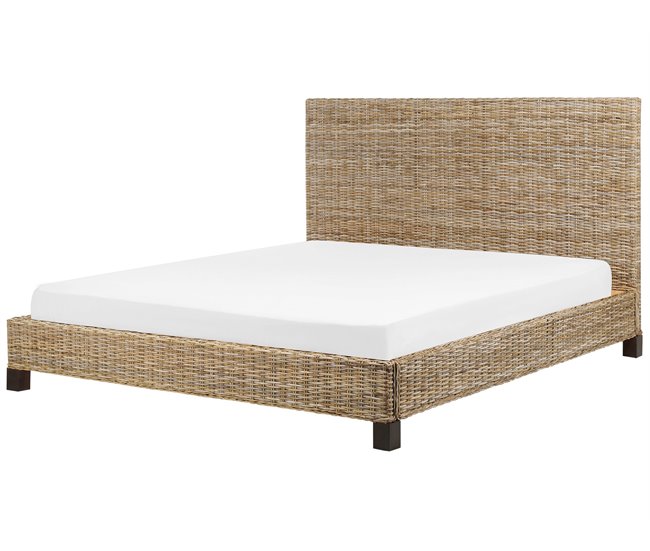 Beliani Cama Ratán SALBRIS 192x213 Natural