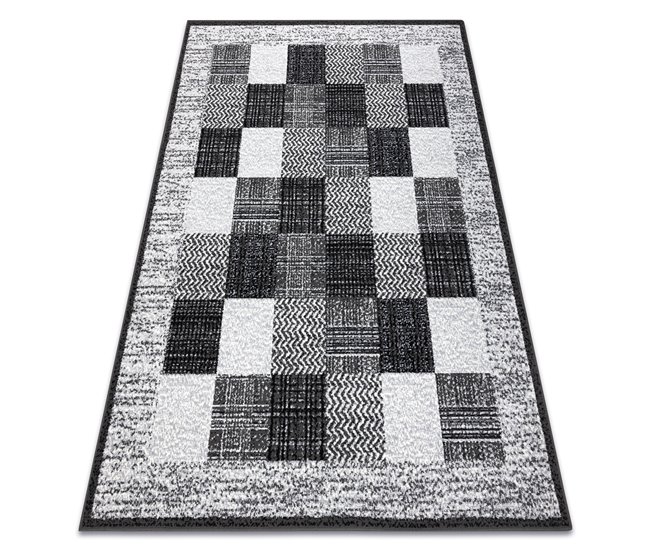 Alfombra BCF Morad RAFIA Rectángulos geométrico 300x400 Negro/ Gris